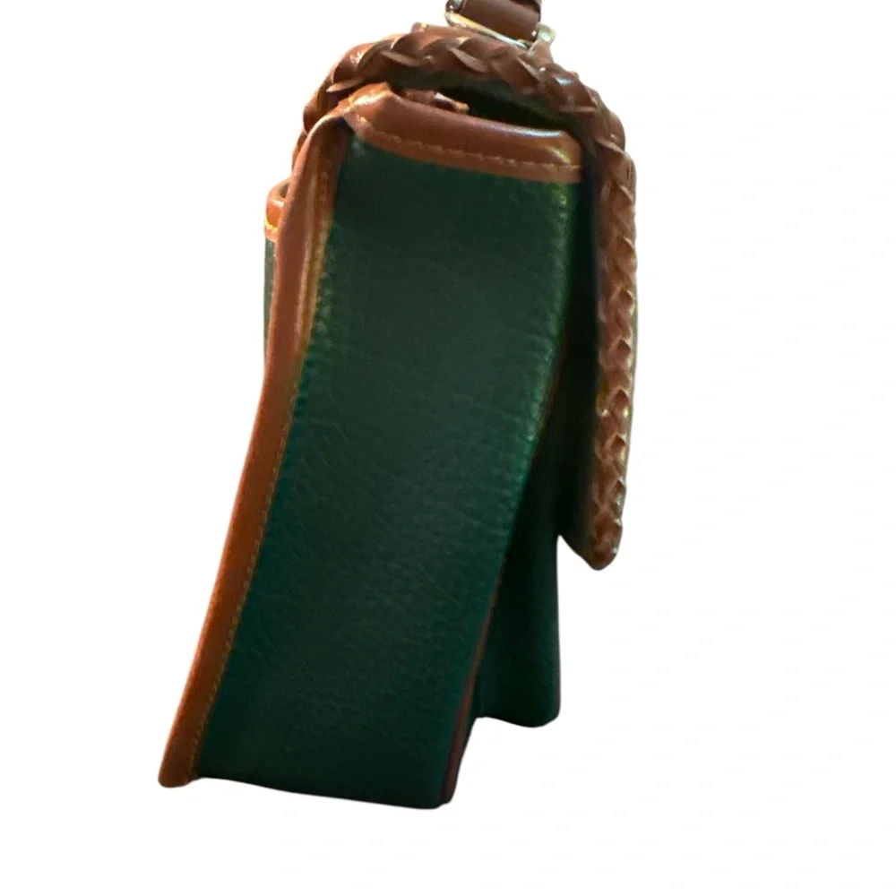 Dooney & Bourke Surrey Carrier Evergreen and British Tan Satchel Pebbled Leather - Picture 6 of 14